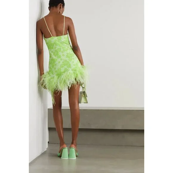 Leslie Amon Feather-Trimmed Jacquard-Knit Mini Dress in Green is available  for purchase on au PAY Market - Imported Goods Online Store Co.Ltd. | au  PAY Market - Online Shopping Site